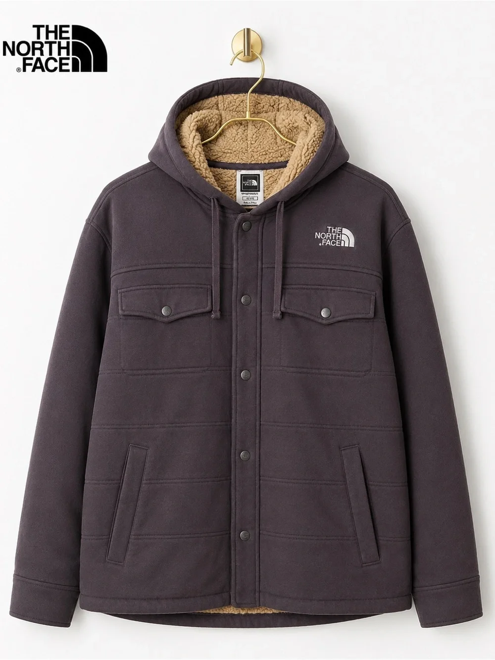 The North Face Men’s Sherpa Lined Hooded Snap Jacket Charcoal Size XL